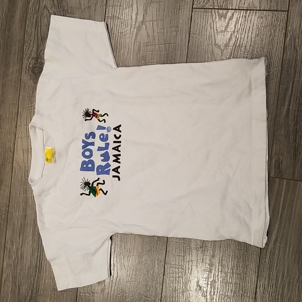 ISLAND Tees Boys Rule! Jamaica Boys sz 6-8 100% cotton tshirt good cond